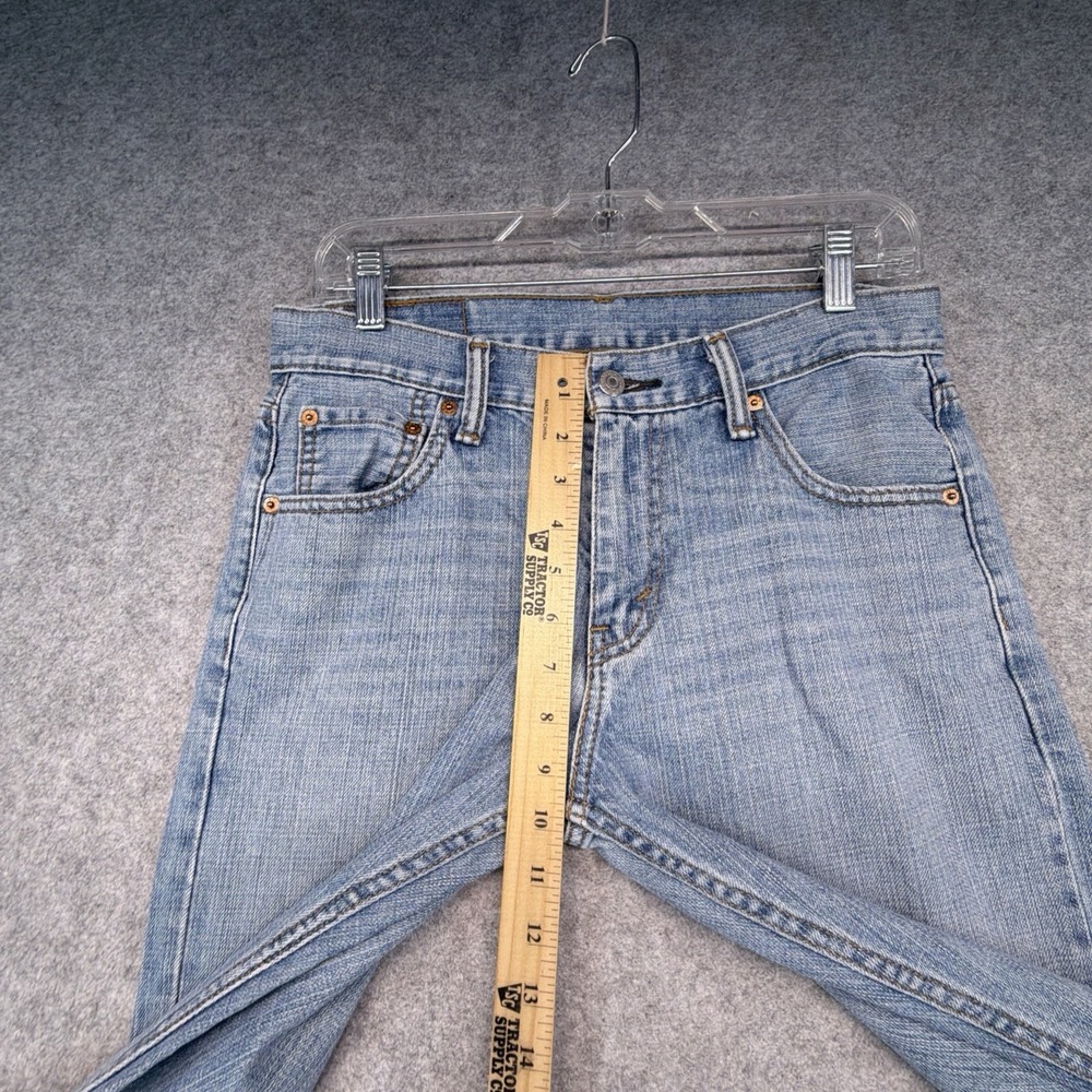 Levis 527 Slim Bootcut Jeans Mens 30x26 Blue Denim Medium Wash Raw Hem - Picture 8 of 10